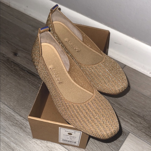 ROTHY’S The Square Wrap Ballet Flats, Sz 8.5 - Gold Metallic Shoes - Picture 8 of 14